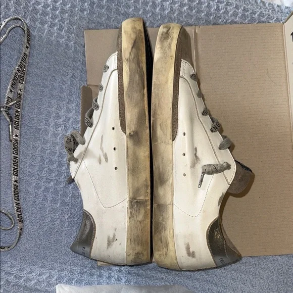 Golden Goose Cream and Tan Sneakers with Zebra Accent - Picture 3 of 4